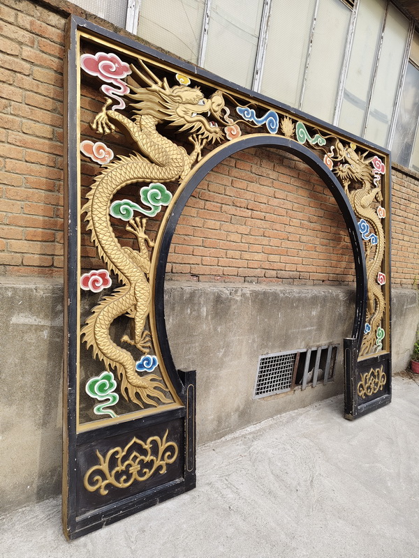 arco 2lados 2piezas relieve dragones restaurante templo china madera 248x316x8.5 1u